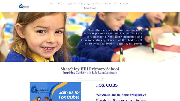 Screenshot of the Sketchley Hill Primary School Association website