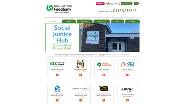 Screenshot of the Bristol North West Foodbank website