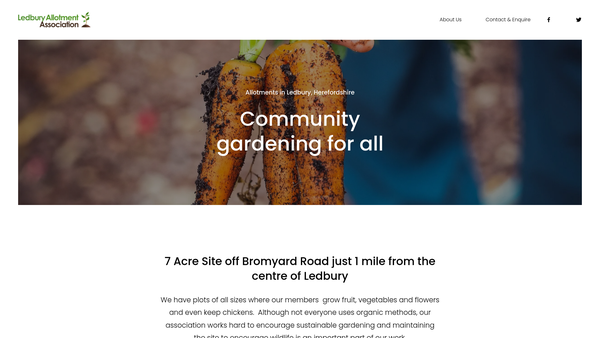 Screenshot of the Ledbury Allotment Association Limited website