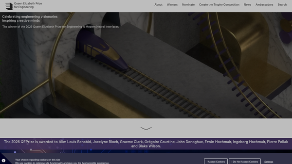 Screenshot of the The Queen Elizabeth Prize For Engineering Foundation website