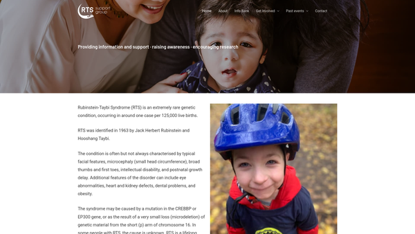 Screenshot of the Rubinstein-Taybi Syndrome Support Group website