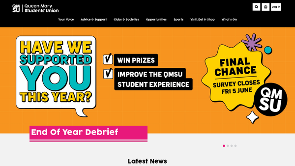 Screenshot of the Queen Mary University Of London Students' Union Limited website