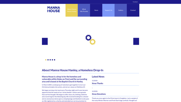 Screenshot of the Manna House (Hanley) website