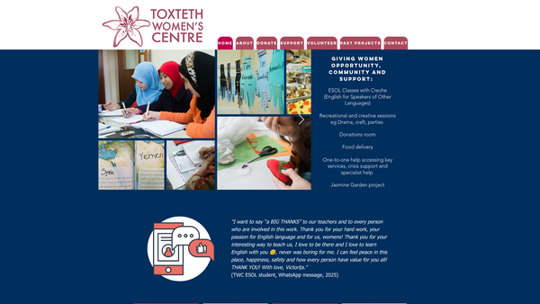 Screenshot of the Toxteth Women's Centre website