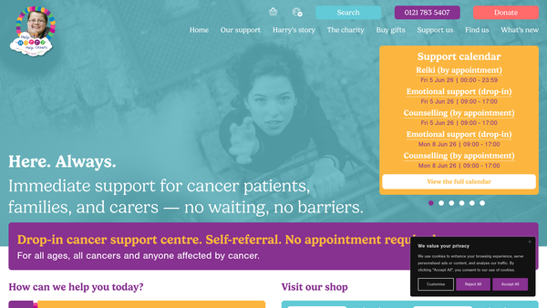 Screenshot of the Help Harry Help Others website