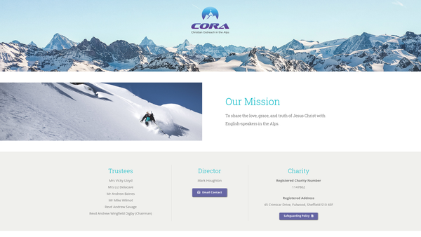 Screenshot of the Christian Outreach In The Alps website