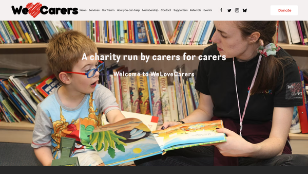 Screenshot of the Welovecarers Ltd website