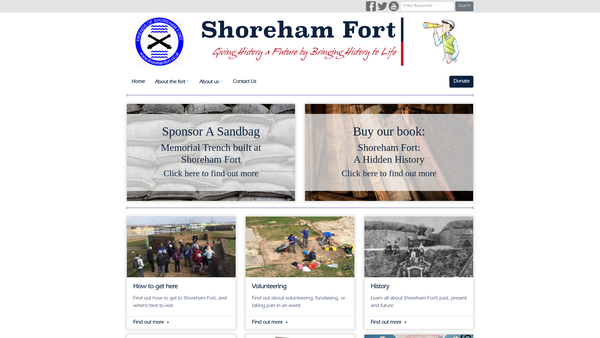 Screenshot of the Friends Of Shoreham Fort website