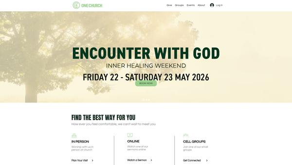Screenshot of the One Church Luton website