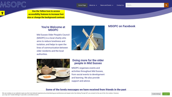 Screenshot of the Msopc website