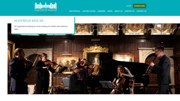 Screenshot of the Hatfield House Chamber Music Festival website