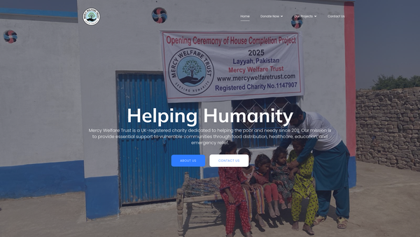 Screenshot of the Mercy Welfare Trust website