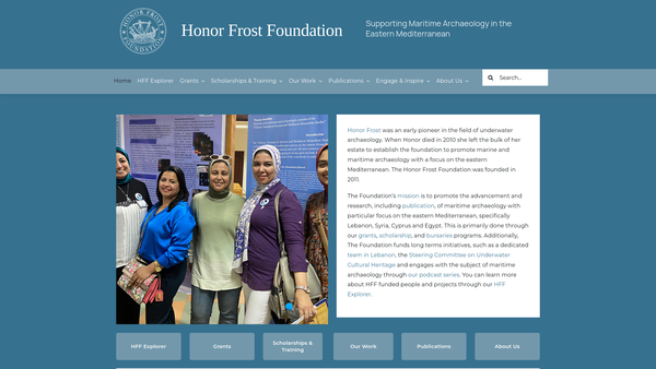 Screenshot of the Honor Frost Foundation website