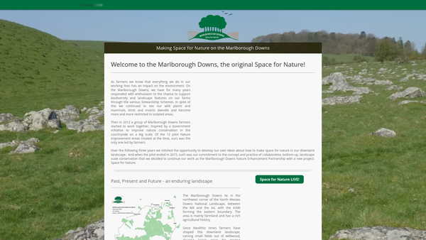 Screenshot of the The Marlborough Downs Nature Enhancement Farming website