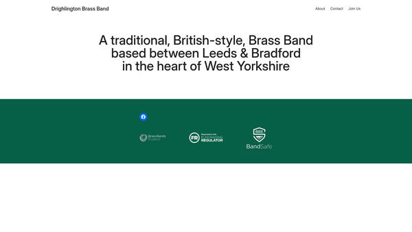 Screenshot of the Drighlington Band website