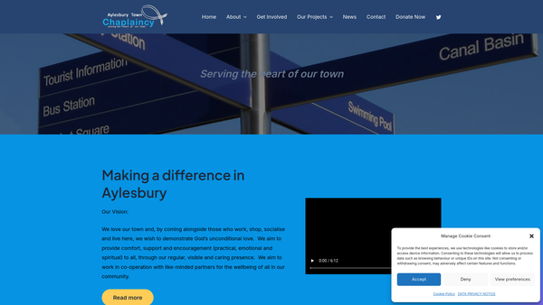Screenshot of the Aylesbury Town Chaplaincy website