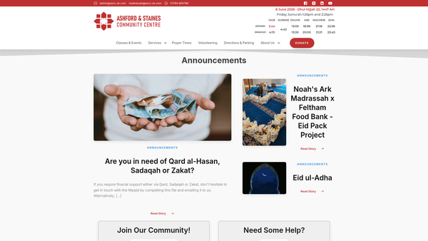 Screenshot of the Noahs Ark (Ashford) website
