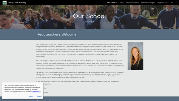Screenshot of the Langstone School PTA website