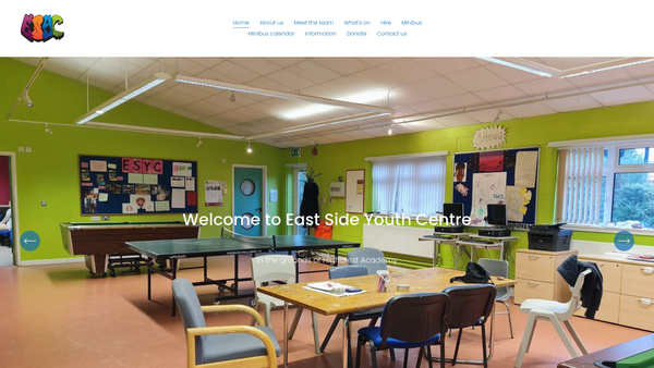 Screenshot of the East Side Youth Centre Ltd website