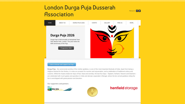Screenshot of the London Durga Puja Dusserah Association website