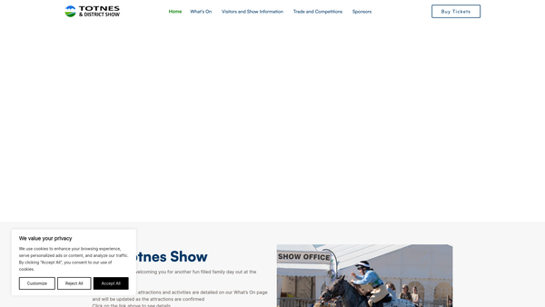 Screenshot of the Totnes And District Show Society website