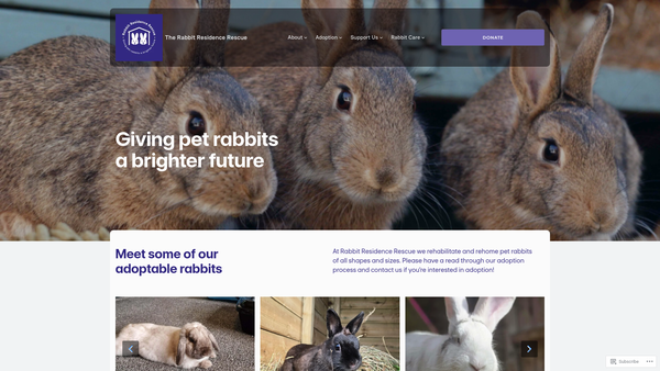 Screenshot of the Rabbit Residence Rescue website