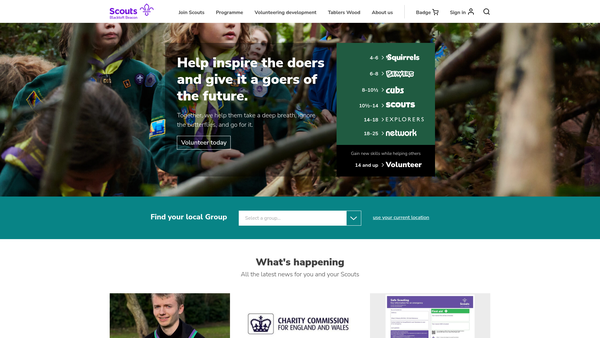Screenshot of the Blacktoft Beacon District Scout Council website