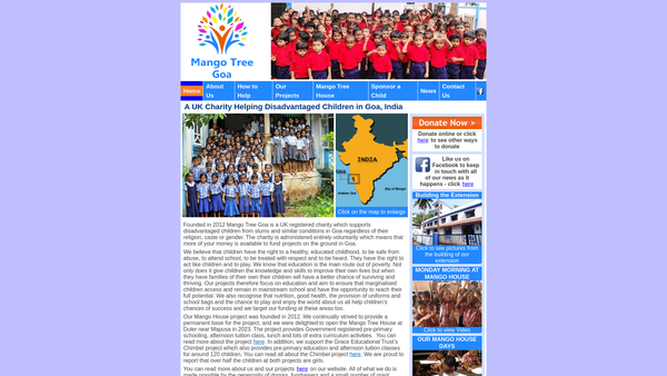 Screenshot of the Mango Tree Goa website