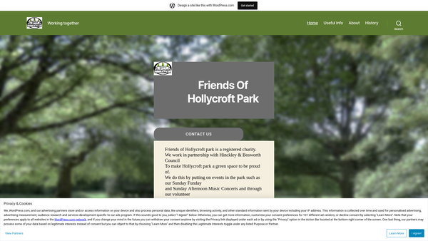 Screenshot of the Friends Of Hollycroft Park website