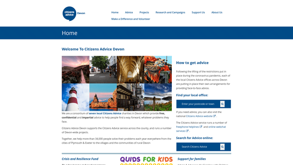 Screenshot of the C.a.b. Devon website