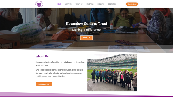 Screenshot of the Hounslow Seniors Trust Association website