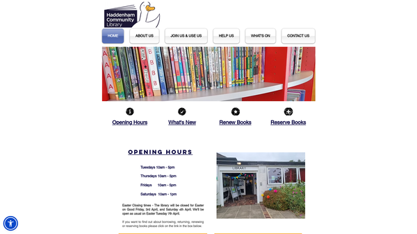 Screenshot of the Haddenham Community Library website