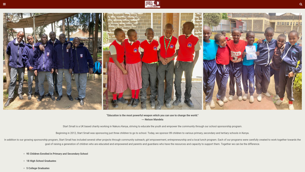 Screenshot of the Start Small website