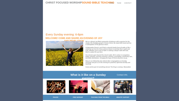 Screenshot of the Maranatha Church Exeter website