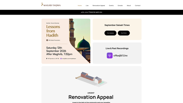 Screenshot of the Rajauri Birmingham Community Centre website