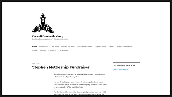 Screenshot of the Darnall Dementia Trust website
