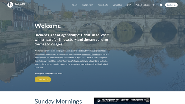 Screenshot of the Barnabas Community Church website