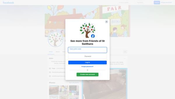 Screenshot of the Friends Of St Swithuns School website