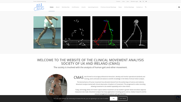Screenshot of the Clinical Movement Analysis Society UK And Ireland website