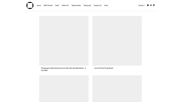 Screenshot of the Brighton Photo Fringe website