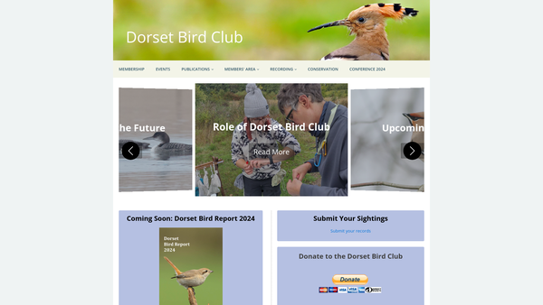 Screenshot of the The Dorset Bird Club website