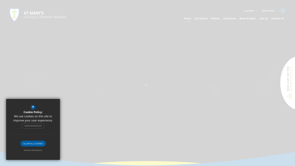 Screenshot of the St Mary's Catholic Primary School Parent Teacher And Friend Association Evesham website