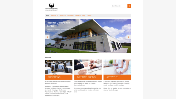 Screenshot of the Phoenix Community Centre website