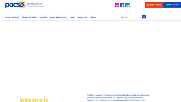 Screenshot of the Parents And Carers Support Organisation (Pacso) website