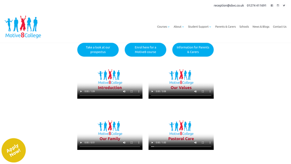 Screenshot of the Motive8 Bradford Ltd website