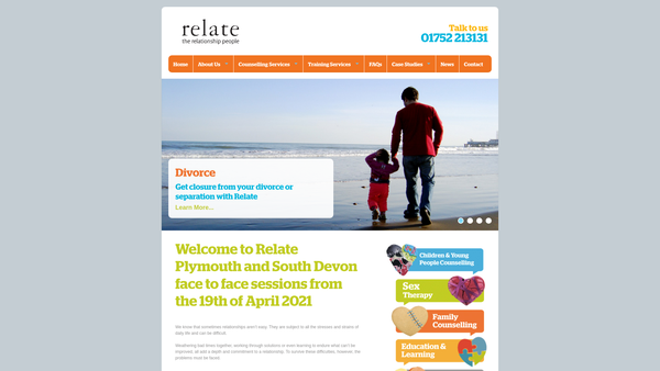 Screenshot of the Relate Plymouth website