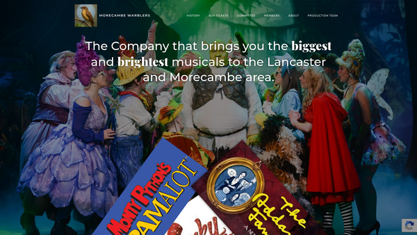 Screenshot of the The Morecambe Warblers Amateur Operatic Society website