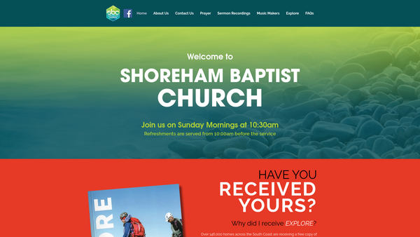 Screenshot of the Shoreham Baptist Church website