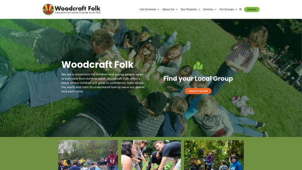 Screenshot of the Woodcraft Folk website
