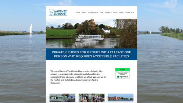Screenshot of the Waveney Stardust Trust Limited website